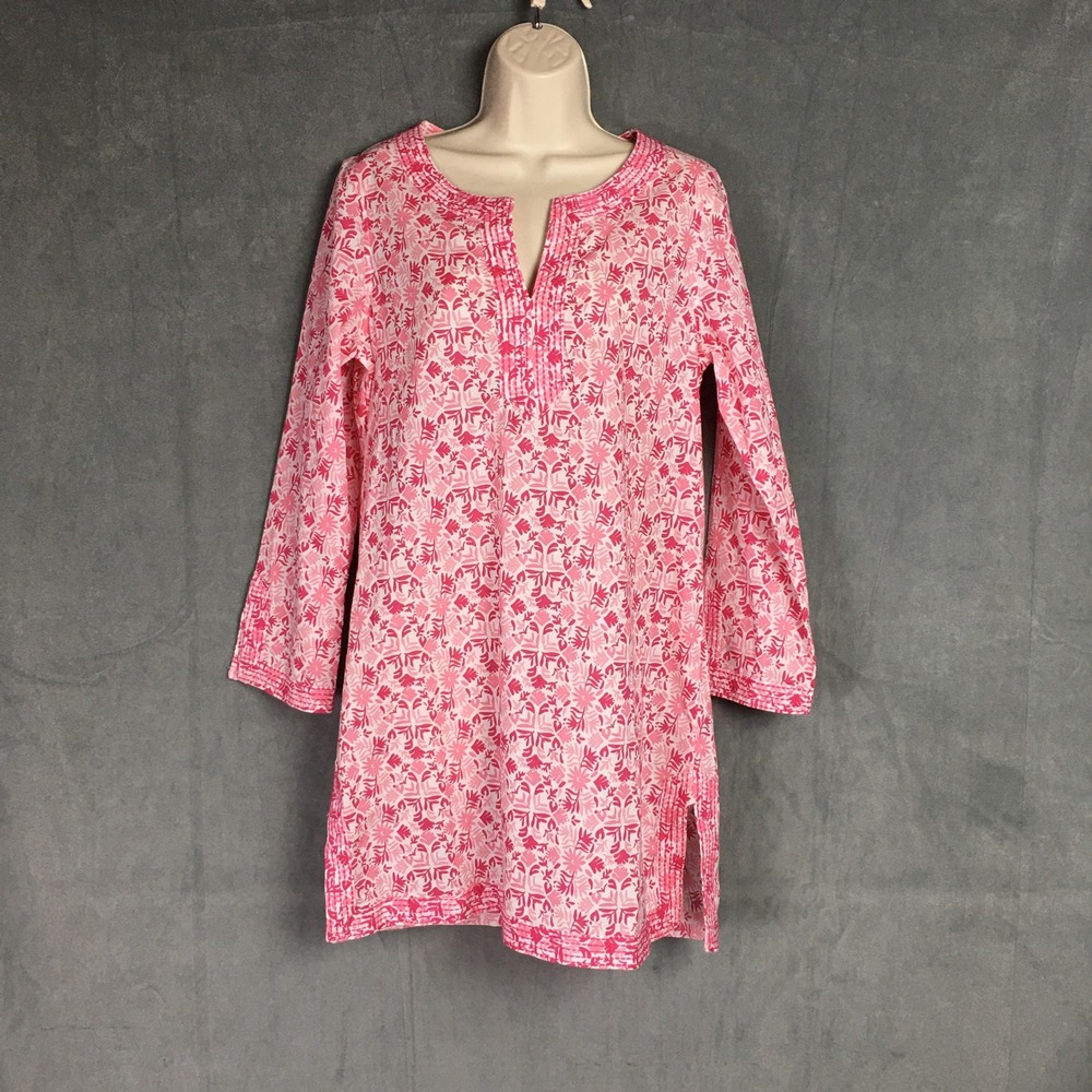 Vineyard Vines Mini Dress S Pink‎ Floral Tunic Cover up Beach Boho Vacation